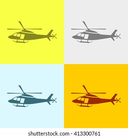 Helicopter Icon on Four Different Backgrounds. Eps-10.