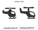 Helicopter icon on isolated white background with glyph icon style, Helicopter vector illustration. helicopter icon, thin line symbol color editable.