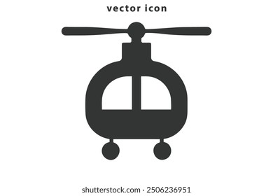 Helicopter icon on isolated white background with glyph icon style, Helicopter vector illustration. helicopter icon, thin line symbol color editable.