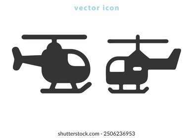 Helicopter icon on isolated white background with glyph icon style, Helicopter vector illustration. helicopter icon, thin line symbol color editable.