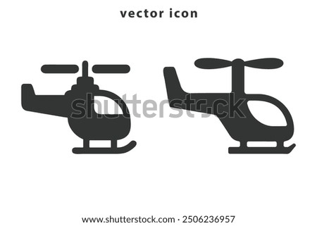 Helicopter icon on isolated white background with glyph icon style, Helicopter vector illustration. helicopter icon, thin line symbol color editable.