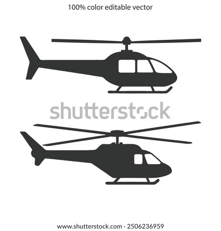 Helicopter icon on isolated white background with glyph icon style, Helicopter vector illustration. helicopter icon, thin line symbol color editable.