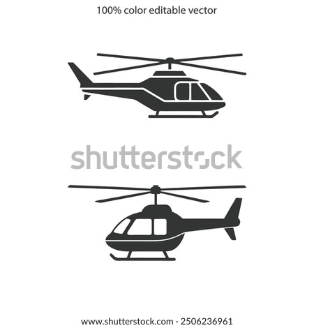 Helicopter icon on isolated white background with glyph icon style, Helicopter vector illustration. helicopter icon, thin line symbol color editable.