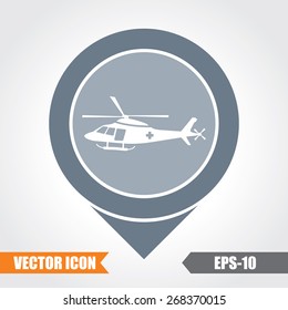 Helicopter  Icon On Map Pointer. Eps.-10.
