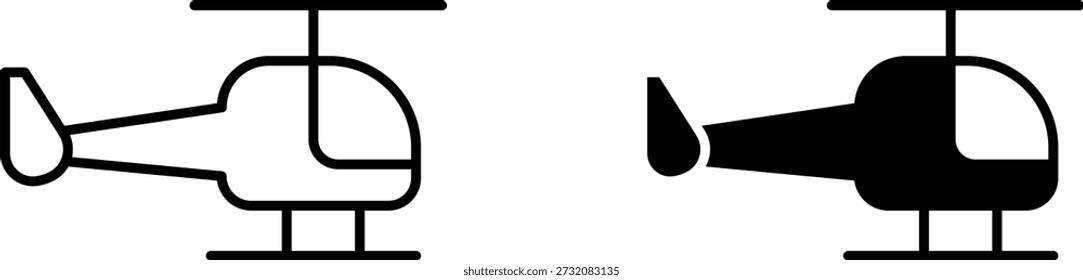 Helicopter icon outline vector set illustration, aviation and transport icons for apps, websites, and graphic design.