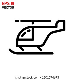 Helicopter icon, outline vector. Transportation vehicles concept. Eps 10 vector illustration.