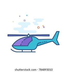 Helicopter icon in outlined flat color style. Vector illustration.