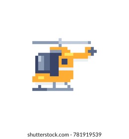 Helicopter icon. Pixel art style. 8-bit. Game assets. Isolated abstract vector illustration.