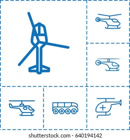 Helicopter icon. set of 6 helicopter outline icons such as