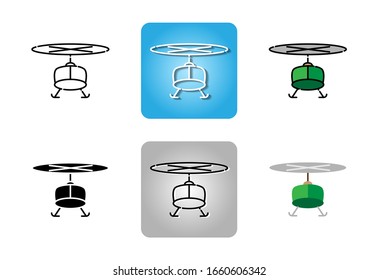 helicopter  icon set isolated on white background for web design 