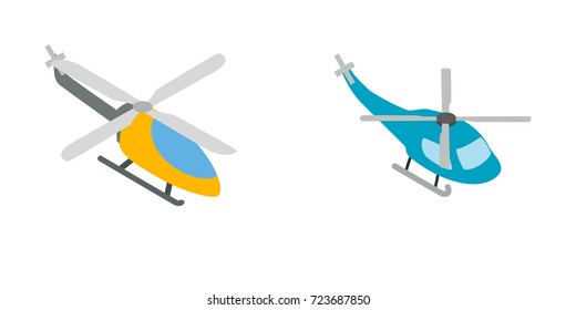 Helicopter icon set. Isometric set of helicopter vector icons for web isolated on white background