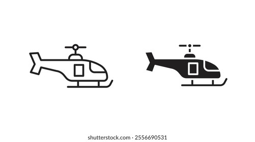 Helicopter icon set in Thin line black color.