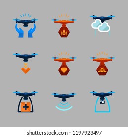 helicopter icon set. vector set about drone icons set.