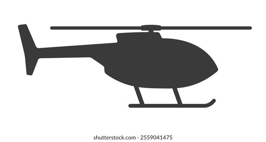 Helicopter icon shape symbol silhouette. Aircraft chopper logo sign. Vector illustration image. Isolated on white background.