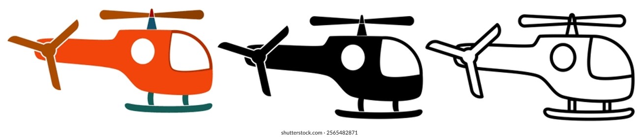 helicopter icon, simple flat style, illustration, logo sign symbol pictogram template, for ui or ux isolated on white for mobile app, editable