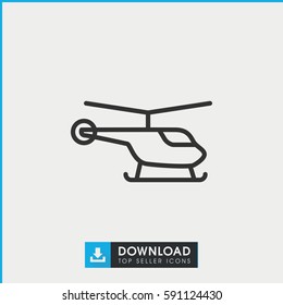 helicopter icon. Simple outline helicopter vector icon. On white background.