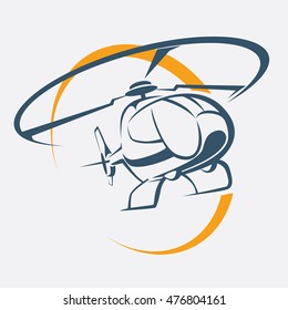 helicopter icon, stylized vector symbol