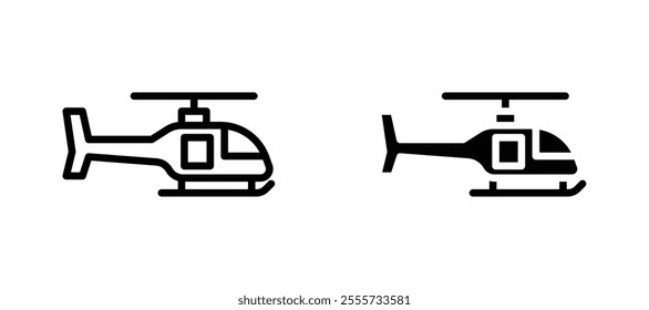 Helicopter icon symbol collection on white background.