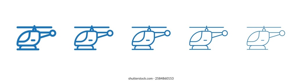 Helicopter icon Symbol collection thin outline set