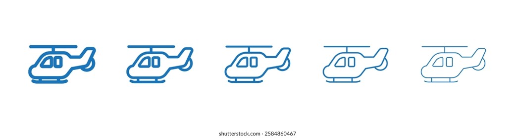 Helicopter icon Symbol collection thin outline set