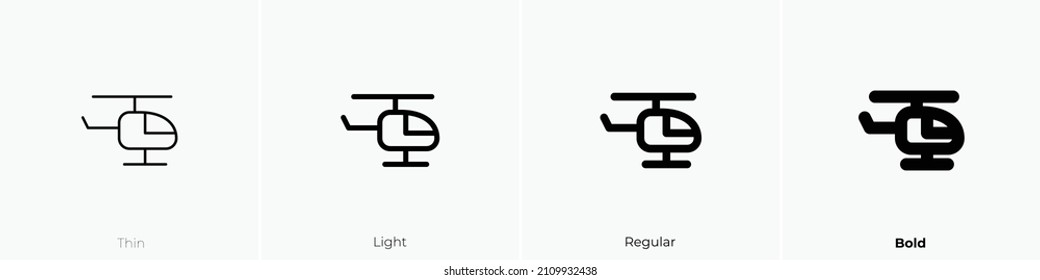 helicopter icon. Thin, Light Regular And Bold style design isolated on white background