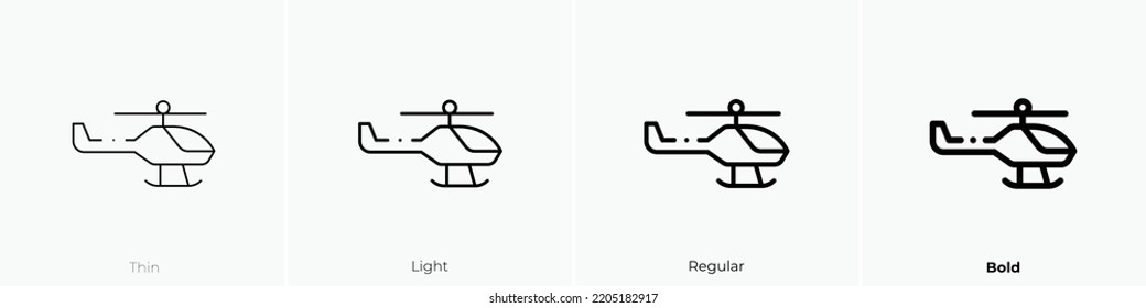 helicopter icon. Thin, Light Regular And Bold style design isolated on white background