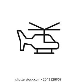 Ícone de helicóptero Ilustração plana de linha fina