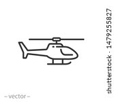 helicopter icon, thin line symbol on white background - editable stroke vector illustration eps 10