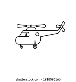 helicopter icon, thin line symbol on white background - editable stroke vector illustration eps 10