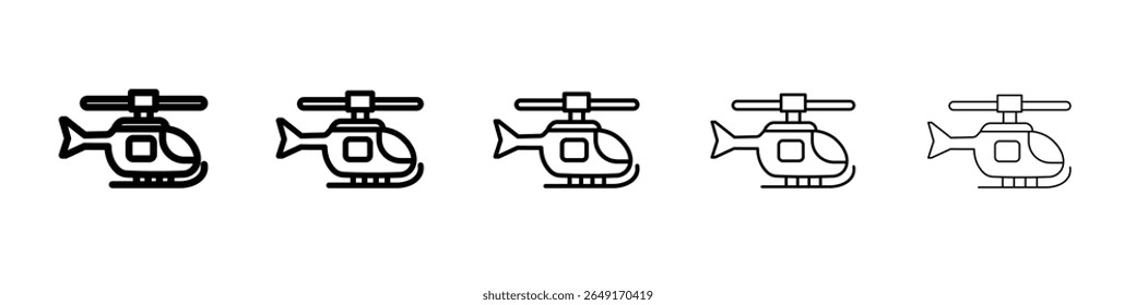 Helicopter icon thin outline logo mark set