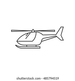 Helicopter Icon In Thin Outline Style. Transportation Air Aviation Propeller