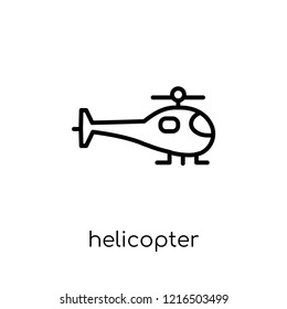 helicopter icon. Trendy modern flat linear vector helicopter icon on white background from thin line collection, outline vector illustration