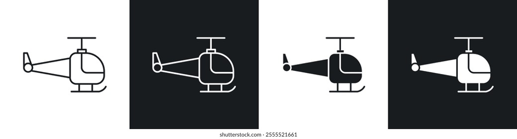 Helicopter icon vector collection in black and white.