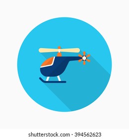Helicopter icon, Vector flat long shadow design. Transport concept.