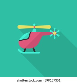 Helicopter icon, Vector flat long shadow design. Transport concept.