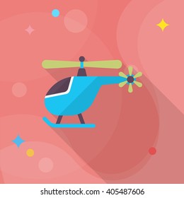 Helicopter icon, Vector flat long shadow design. Transport concept.