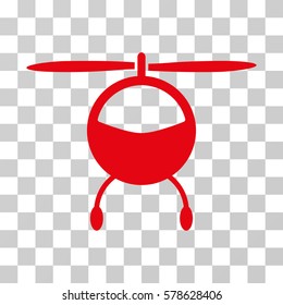 Helicopter icon. Vector illustration style is flat iconic symbol, red color, transparent background. Designed for web and software interfaces.