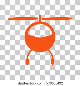 Helicopter icon. Vector illustration style is flat iconic symbol, orange color, transparent background. Designed for web and software interfaces.