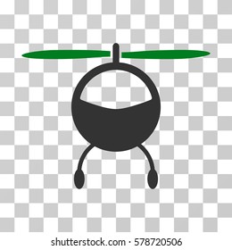 Helicopter icon. Vector illustration style is flat iconic bicolor symbol, green and gray colors, transparent background. Designed for web and software interfaces.
