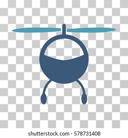 Helicopter icon. Vector illustration style is flat iconic bicolor symbol, cyan and blue colors, transparent background. Designed for web and software interfaces.