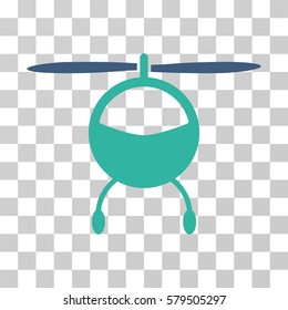 Helicopter icon. Vector illustration style is flat iconic bicolor symbol, cobalt and cyan colors, transparent background. Designed for web and software interfaces.