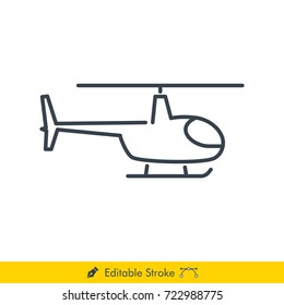 Helicopter Icon / Vector - In Line / Stroke Design with Editable Stroke