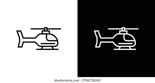 Helicopter icon. Vector linear icon isolated in black and white