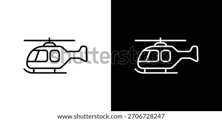 Helicopter icon. Vector linear icon isolated in black and white