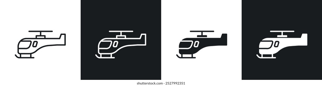 Helicopter icon vector icon set black filled and outlined style.