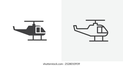 Helicopter icon vector icon set in black and white color.