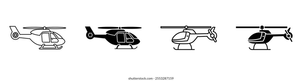 ícone de helicóptero conjunto de vetores. EPS10