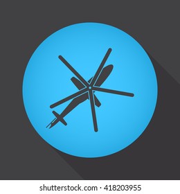 helicopter icon vector, solid logo illustration, round, circular pictogram isolated on black
