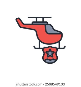Icono de helicóptero. Vector. Trazo editable. signo de estilo lineal para uso Diseño web, logotipo. Ilustración de símbolo.