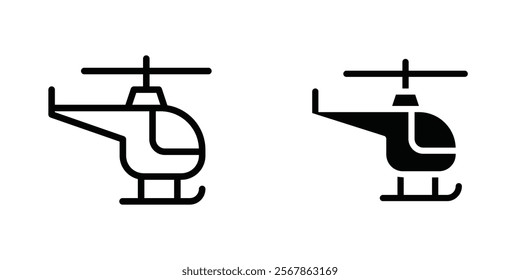 Helicopter icons collection in Filled flat and thin line style.